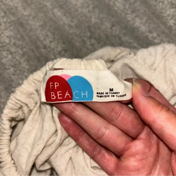 FP Beach Tie Front Sleeveless Tiered Maxi Dress Cream Boho Cottage Women’s Sz M - Picture 4 of 5